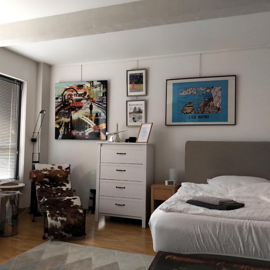 Großzügiges Zimmer mit Badezimmer in Rheinwohnung Colonia Exterior foto